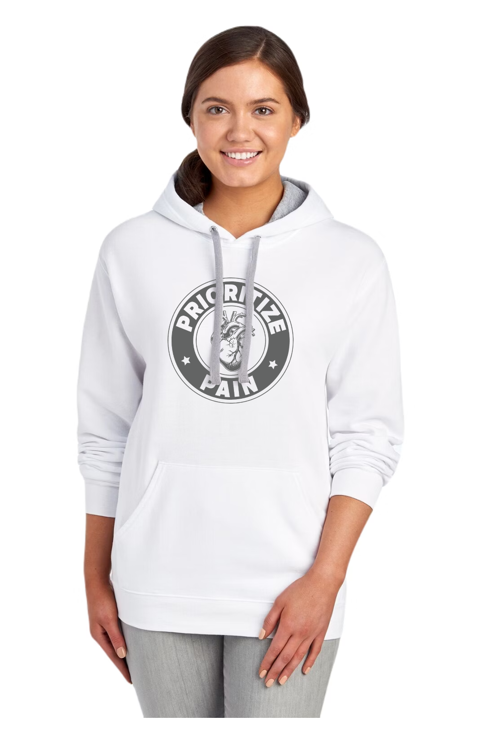 Unisex Hoodie - A HEART - White/Grey