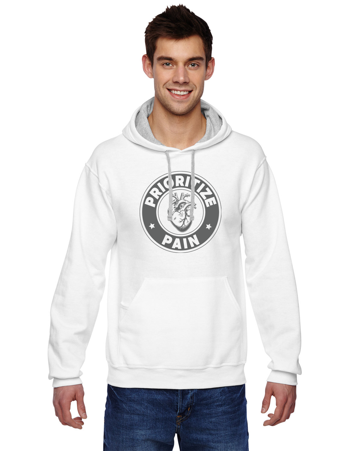 Unisex Hoodie - A HEART - White/Grey