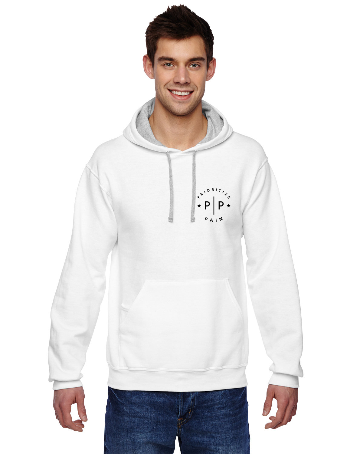 Unisex Hoodie - MOD CIRCLE - White/Grey