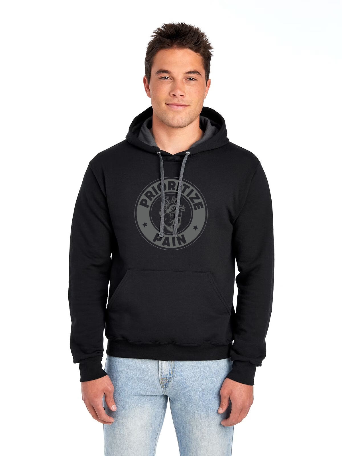 Unisex Hoodie - A HEART - Black/Grey