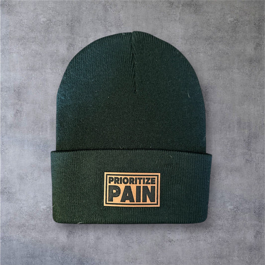 Knit Beanie - OG - Leatherette Patch - Black