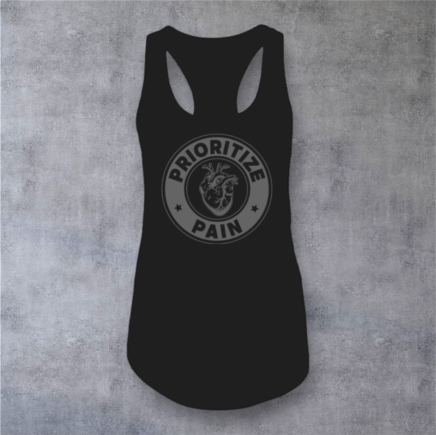 Racerback Tank - A HEART - Black-Grey