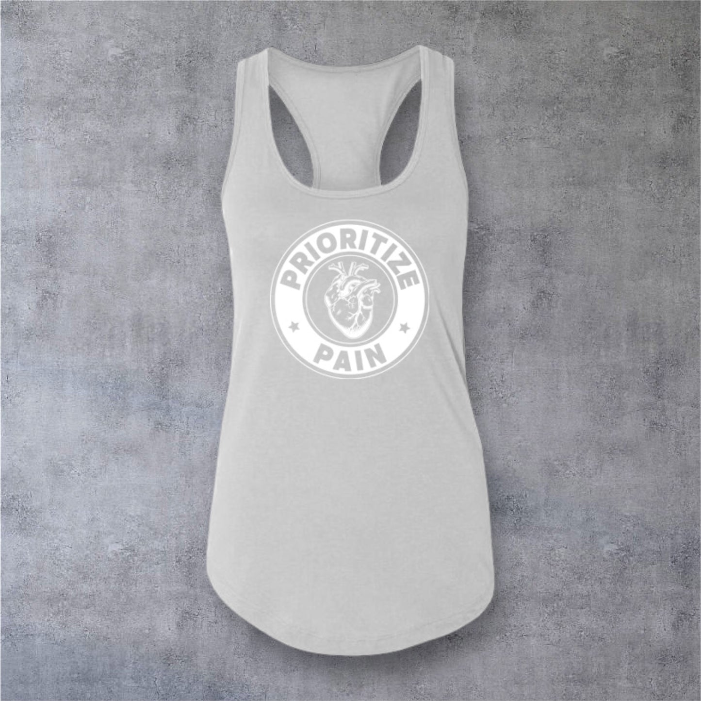 Racerback Tank - A HEART - Silver-White