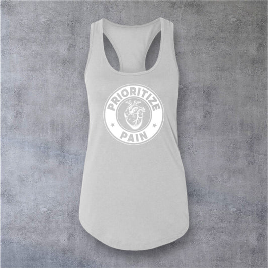 Racerback Tank - A HEART - Silver-White