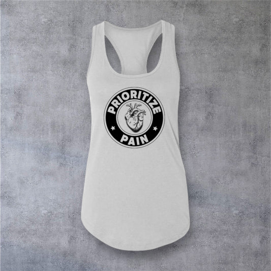 Racerback Tank - A HEART - Silver-Black