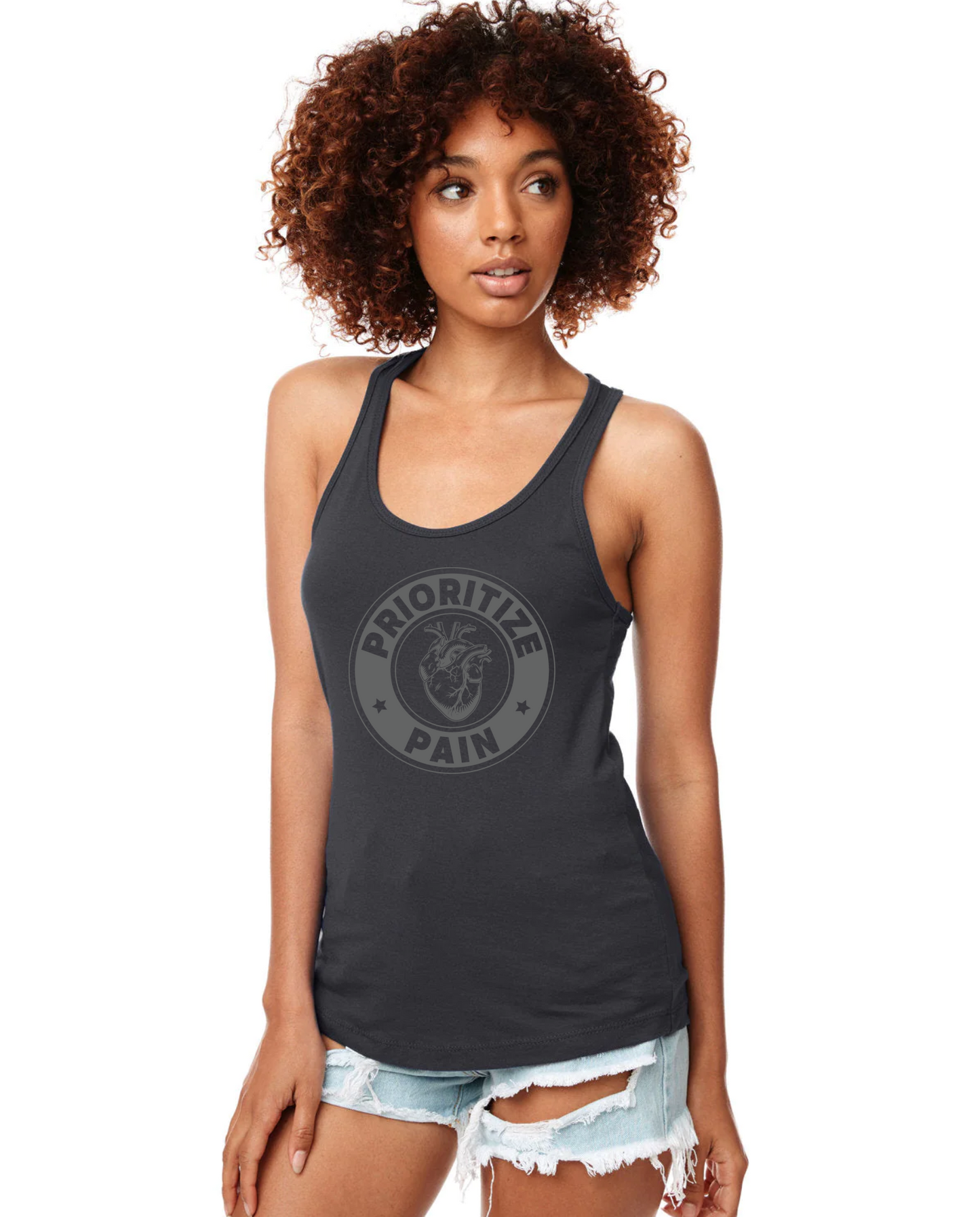 Racerback Tank - A HEART - Black-Grey