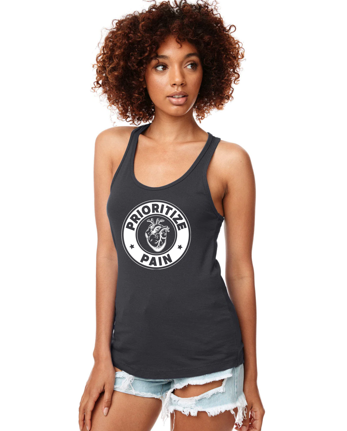 Racerback Tank - A HEART - Black-White